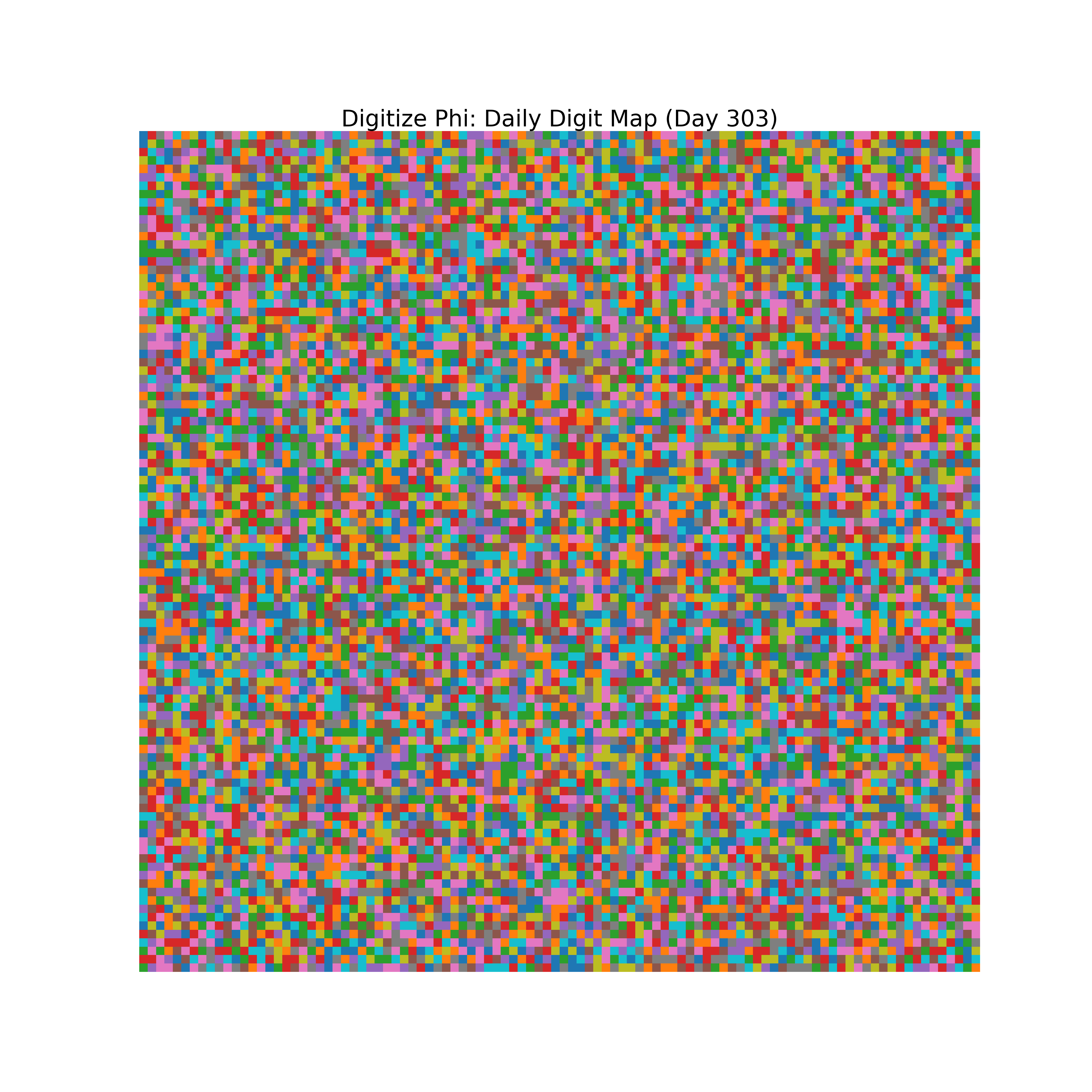Heatmap of Phi digit frequencies for day 303