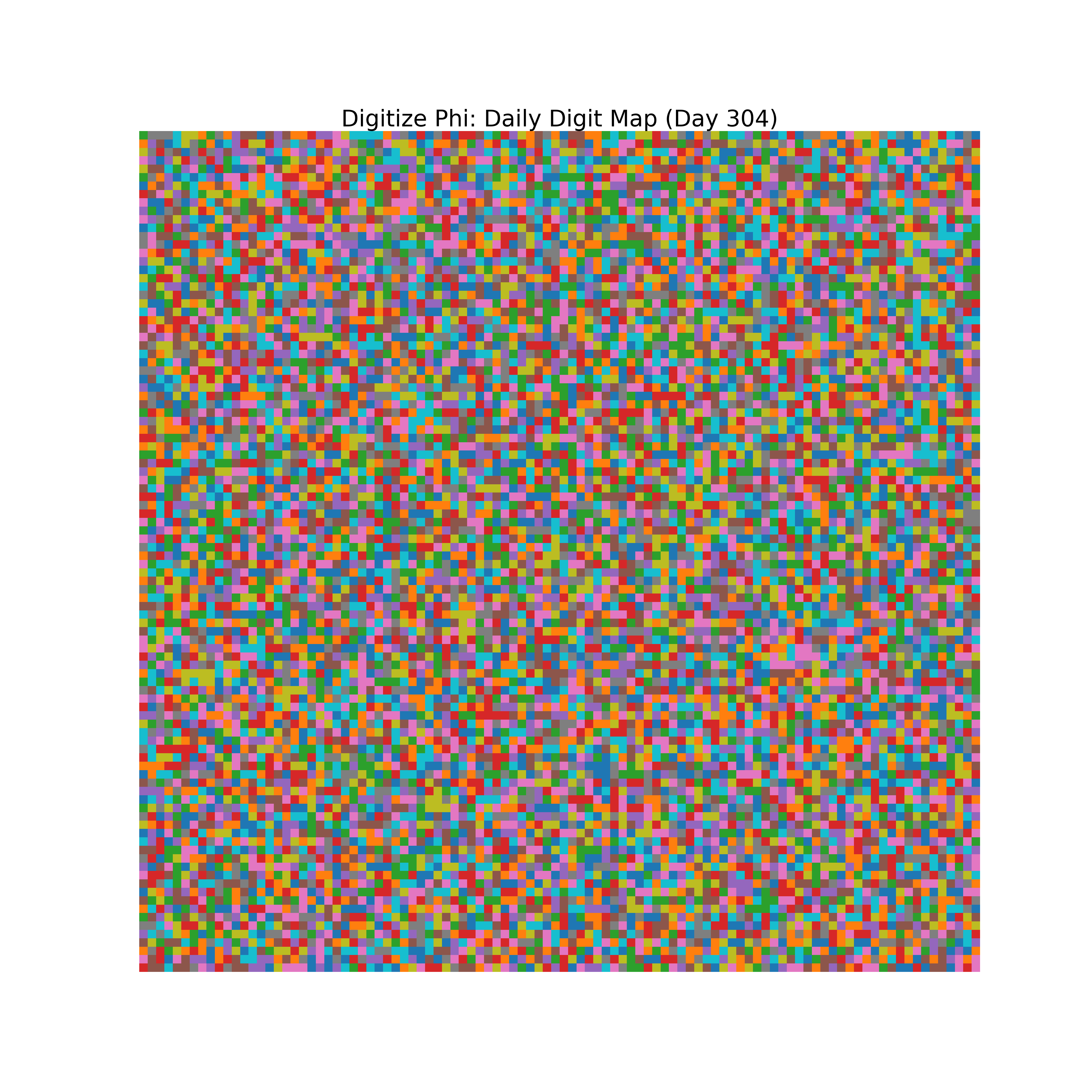 Heatmap of Phi digit frequencies for day 304